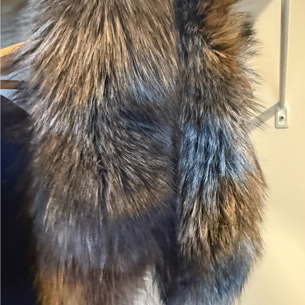 David Green Sky Blue/Cafe Silver Fox Fur Collar